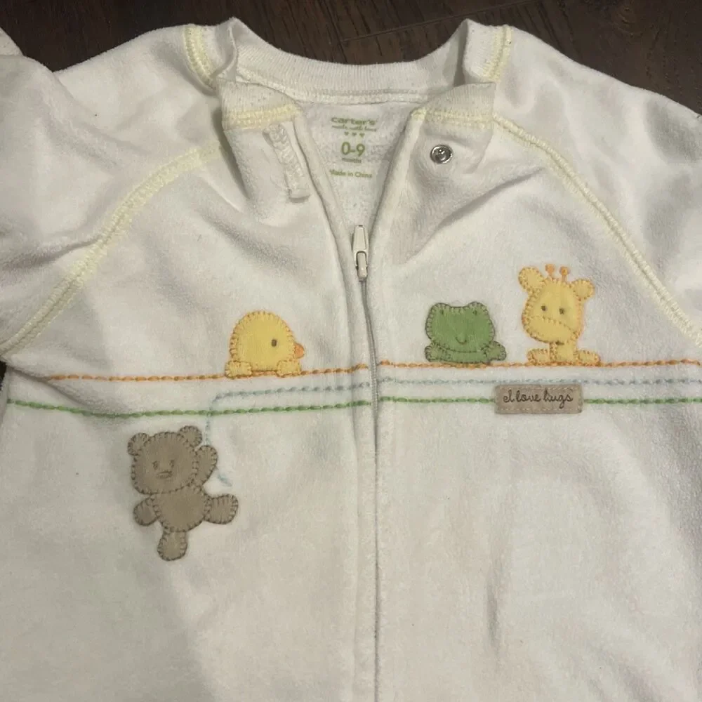 Vintage Clothes 0-12 Months Lot Of 3 Outfits Carter Bambini Sleepers Winter